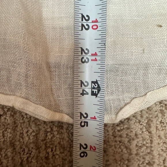 ANTHROPOLOGIE cream, linen, crocheted top with pom poms is lined and lovely. - Picture 8 of 16